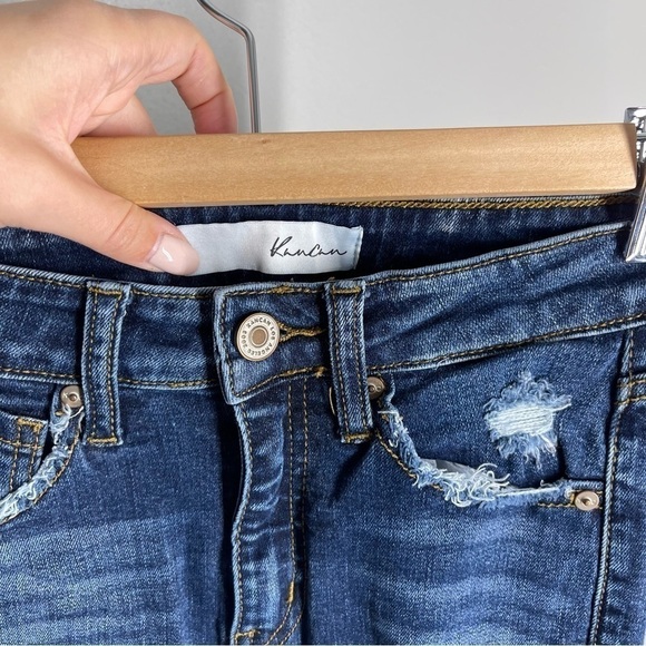 KanCan Christina High Rise Ankle Skinny Jeans Dark Wash Chewed Hem Size 23 Women - Picture 8 of 11